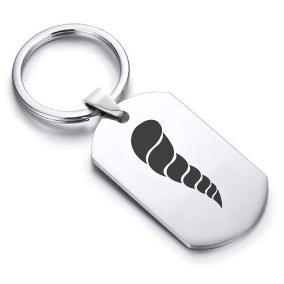 Stainless Steel Cornicello Italian Horn Good Luck Charm Dog Tag Keychain Circle Ring