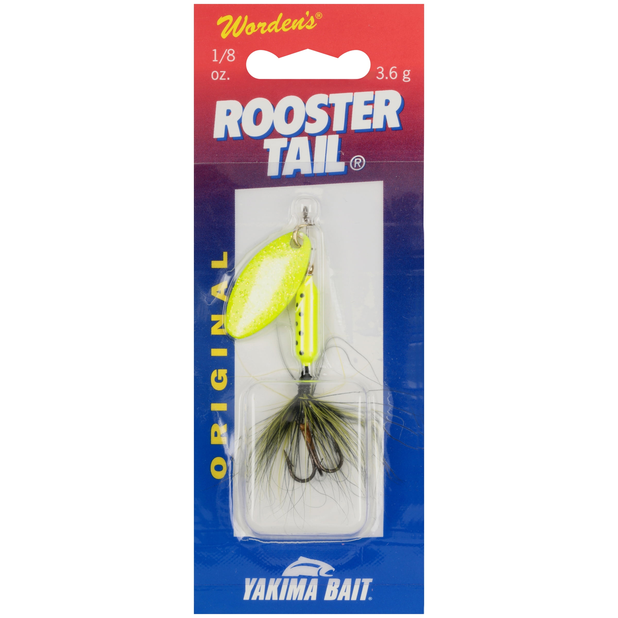 (2 pack) Worden's® Rooster Tail® Original Chartreuse Dot Lure 1/8 oz. Carded Pack
