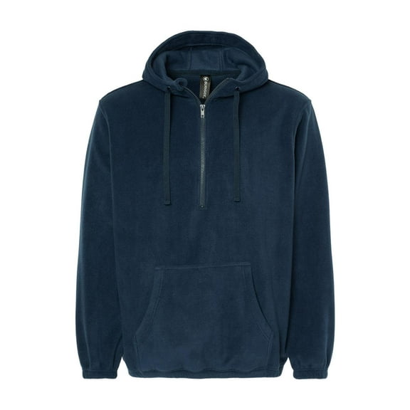 Burnside - Polar Fleece Quarter-Zip Hooded Pullover - 3600 - Navy - Size: S