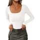 thumbnail image 1 of Remera PRETTYGARDEN de manga larga acanalada con escote redondo blanca M, 1 of 4