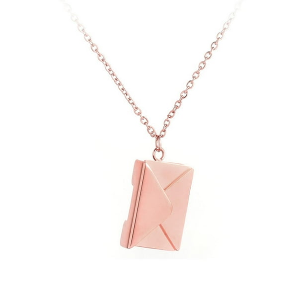Collar con sobre y carta de amor para clavícula, ideal para fiestas de San Valentín. rosa áurea
