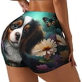thumbnail image 3 of Athletic Shorts for Women, Cute Flower Puppy Butterfly Seam Womens Shorts High Waisted Sport Running Workout Gym, 3 of 8