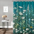 thumbnail image 2 of Orinice Ambesonne Teal Shower Curtain, Dreamy Silhouettes of Farmhouse Garden with Daisy Floral Cold Tones Rustic, Cloth Fabric Bathroom Decor Set with Hooks,  36x72, 2 of 7