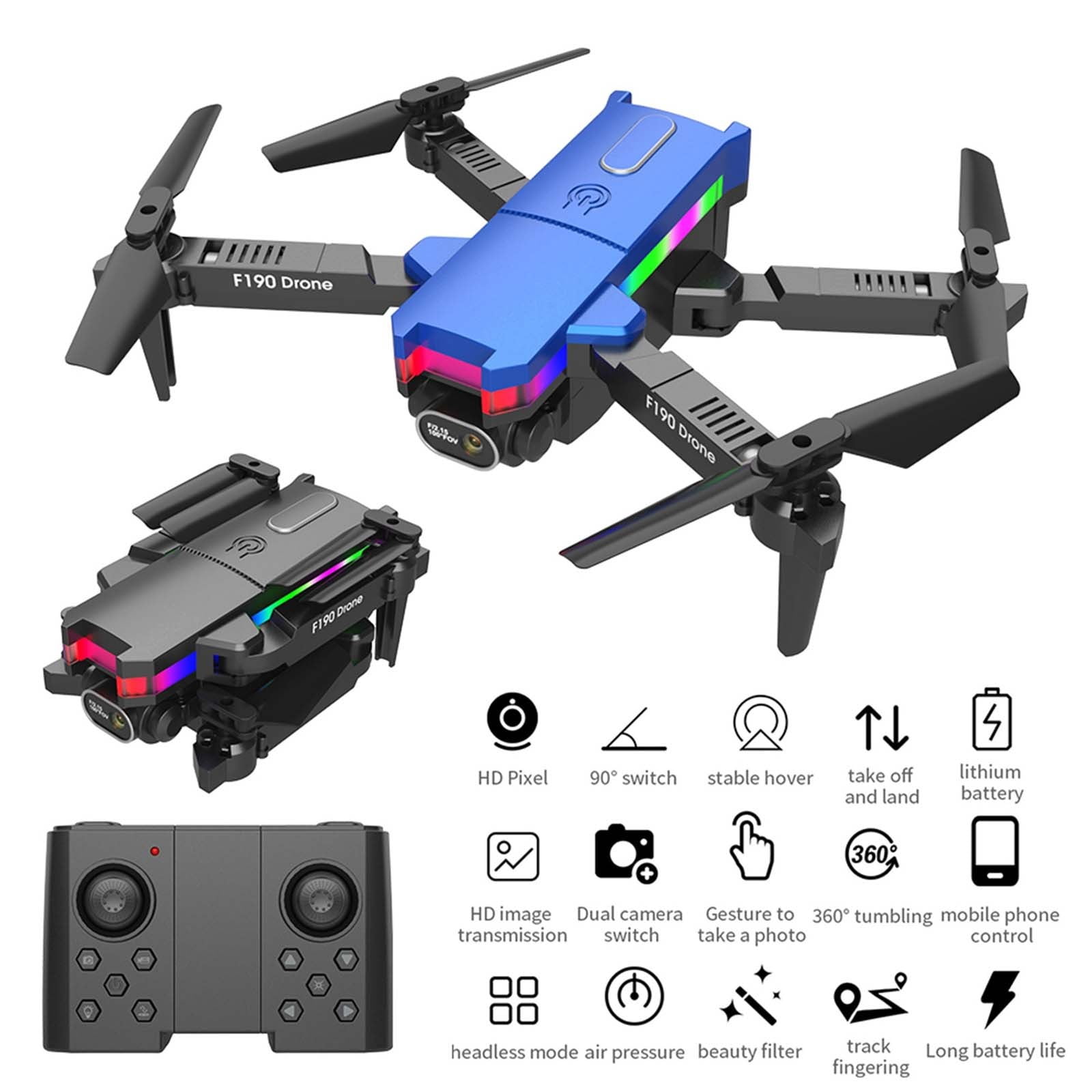 4K Dual Camera Drone, Foldable and Portable with 2 Batteries for Extended Flight, WiFi FPV, Trajectory Flight for Beginners and Teens