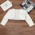 thumbnail image 3 of Rswnyirn Kids Wedding Flower Girls Dress Cardigan Bolero Shrug Ball Gowns Cover Up Ivory 8-9, 3 of 7