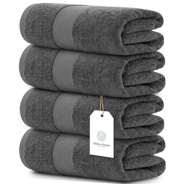 Toallas de baño blancas clásicas de lujo, 100% algodón, 700 g/m², juego de 4