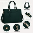thumbnail image 3 of RAINSMORE Laptop Bag for Women 15.6 Inch PU Tote Bag Business Office Work Bag Waterproof Briefcase Computer Tote Lightweight Handbag Shoulder,Dark Green, 3 of 9