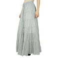 thumbnail image 3 of Bimba Women Long Flaired Maxi Skirt White Printed, 3 of 5
