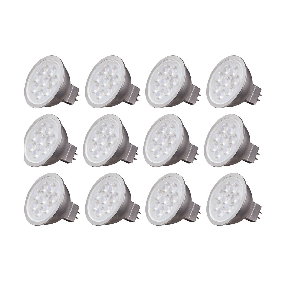 Satco Lighting 6.5 Watt Dimmable MR16 Low Voltage LED Light Bulbs - 3000K Soft White - 40 Degree Beam Angle - GU5.3 Base - 12 Volt AC/DC (12 Pack)