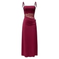 thumbnail image 3 of Women's Lace Splicing Cutout Maxi Dress Square Neck Sleeveless Bodycon Long Dress with Sheer Corset, Mother of The Bride Dresses, Formal Wedding Guest Dress(Red,L), 3 of 3