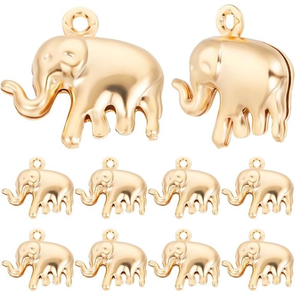 1 Box 50Pcs Luck Animal Charms 24K Gold Plated Brass Cute Elephant Charms Gifts Supplies