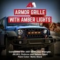 thumbnail image 2 of AMERICAN MODIFIED Armor Grille with Amber Lights, 07-08 Jeep Wrangler JK, Black, 2 of 10