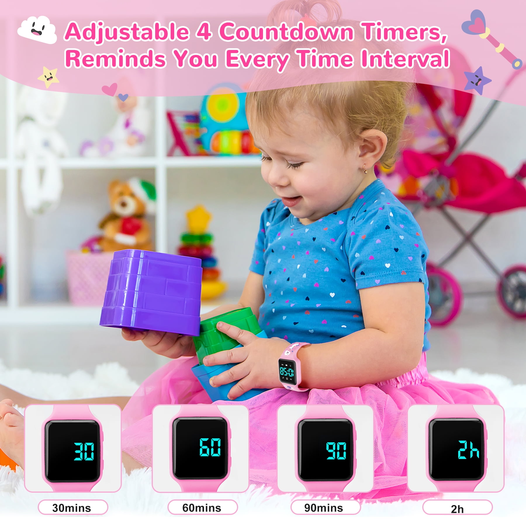 Kids Potty Training Watch Music Reminder Timer Watch with Countdown/Alarm Clocks/Music,Toilet Training Watch for Girls Boys Waterproof Rechargeable Gift for Kids