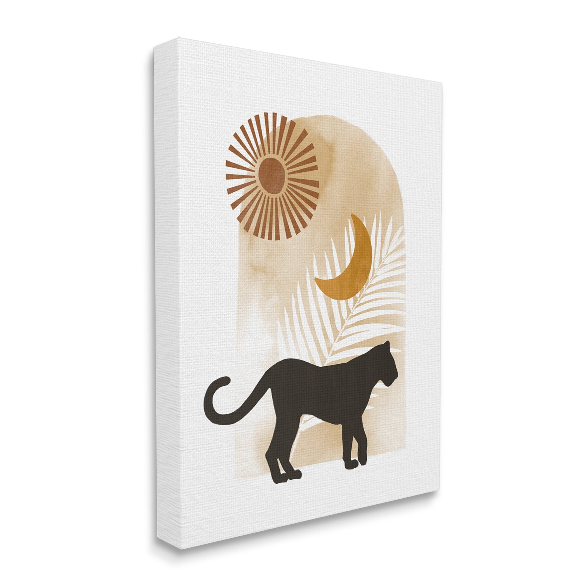 Stupell Industries Boho Panther Silhouette Lunar Solar Botanical Leaf Graphic Art Gallery Wrapped Canvas Print Wall Art, Design by Ziwei Li