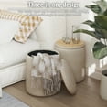 thumbnail image 3 of Waleaf Round Ottoman with Storage Set of 2, Upholstered Velvet Vanity Stool for Living Room & Bedroom, Beige, 3 of 7