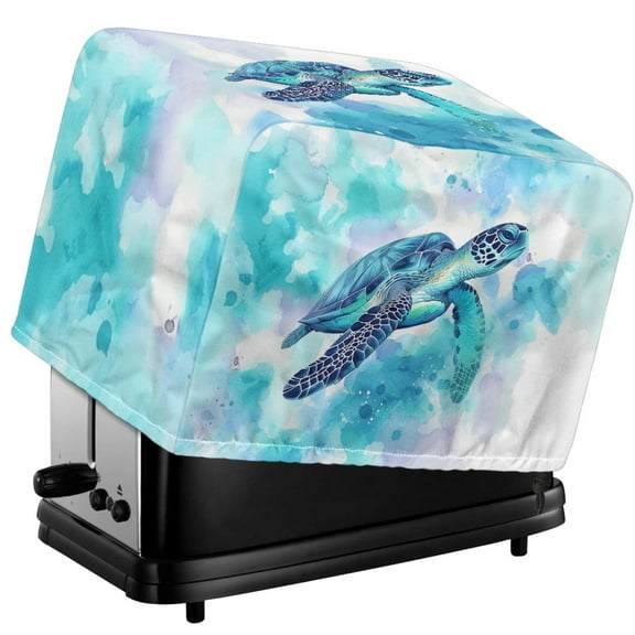 HELLHERO Watercolor Turtle Print 2 Slice Toaster Cover, Dustproof Bread Machine Protector with Drawstring, Waterproof Small Kitchen Appliances Cover (11.4"x7.8"x7.4")