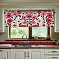 thumbnail image 3 of Yayeee Kitchen Curtains Tier Set of 2 Light Filtering 57"x24" Over Sink Window Panels, Pink and Red Flowers, 3 of 7