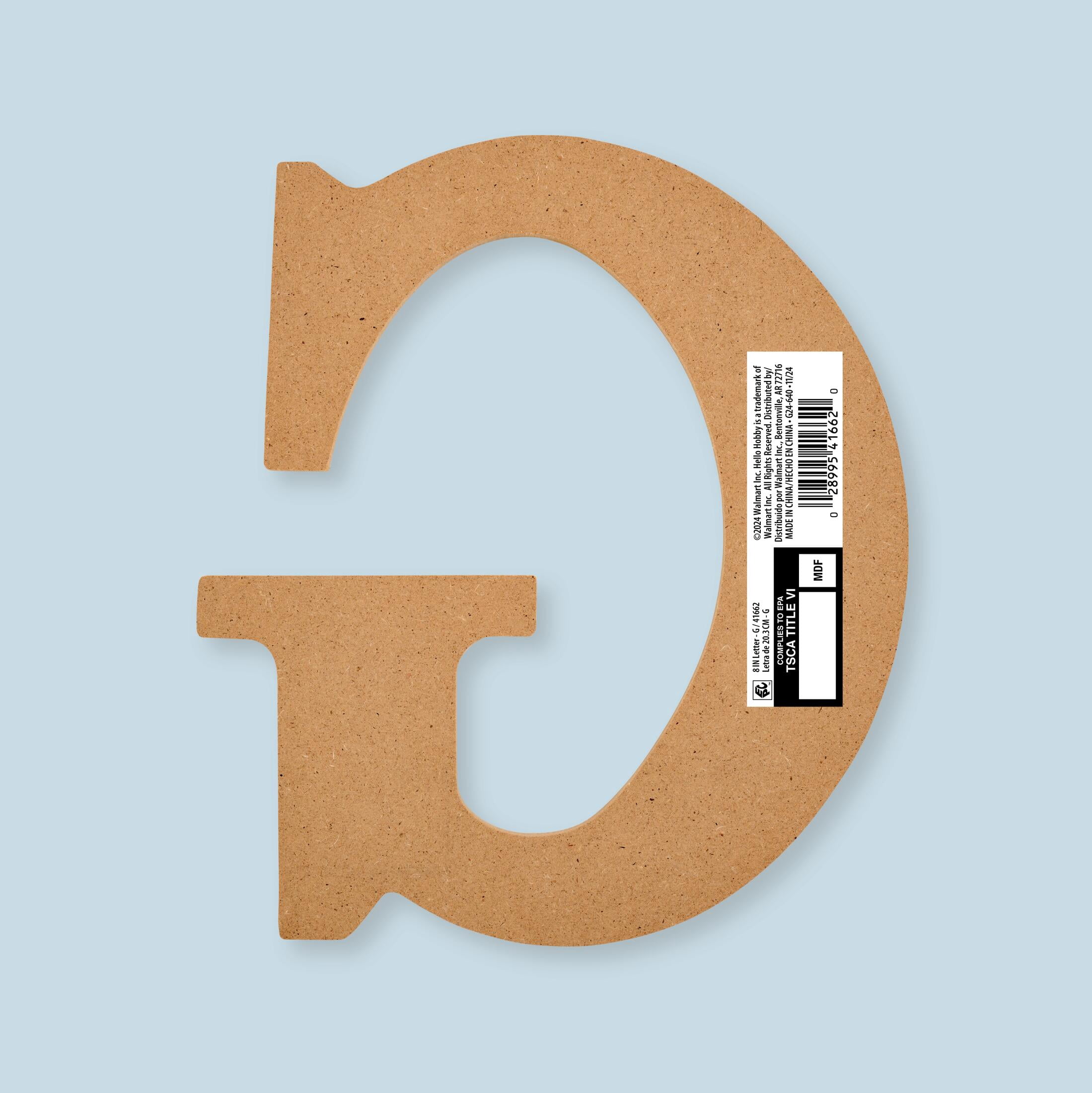 Plaid Unfinished Wood MDF 8" Letter for DIY Arts and Crafts, G