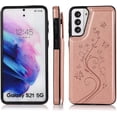 thumbnail image 4 of Phone Case for Samsung Galaxy S21 Glaxay S 21 5G 6.2 inch with Tempered Glass Screen Protector and Card Holder Wallet Cover Stand Flip Leather Cell Accessories Gaxaly 21S G5 Cases Women Girl Rose Gold, 4 of 13