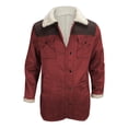 thumbnail image 4 of Mens Western Cowboy Vintage Suede Jacket Plush Collar Coats Faux Leather Winter Warm Button Up Long Trench Coat, 4 of 5