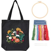 KJRIVER Canvas Tote Bag Embroidery Kit, Floral Pattern for Beginners ...