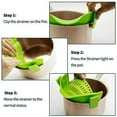 thumbnail image 5 of Colador de silicona con clip para todas las ollas y sartenes, colador de pasta, colador de alimentos con clip para carne, verduras y frutas, colador de cocina de silicona (verde), 5 of 5