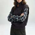 thumbnail image 5 of THNCYX Half Zip High Neck Long Sleeve Knit Tops For Women Colorblock Casual Winter Sweaters Soft Comfort Womens Sweaters Modern Look, 5 of 5