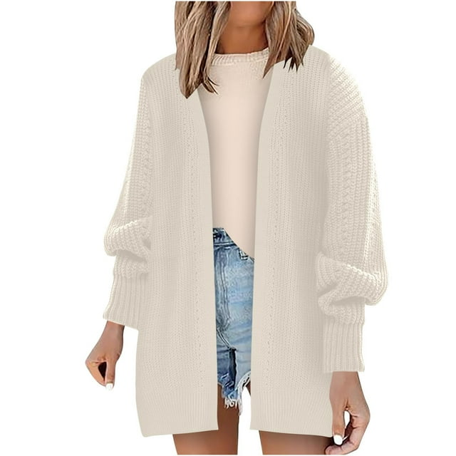 Styesk Cardigan Sweaters for Women Open Front Chunky Long Cardigans Casual Loose Fit Crochet Sweaters Versatile Solid Color Fall Outfits Long Sleeve Knit Cardigans