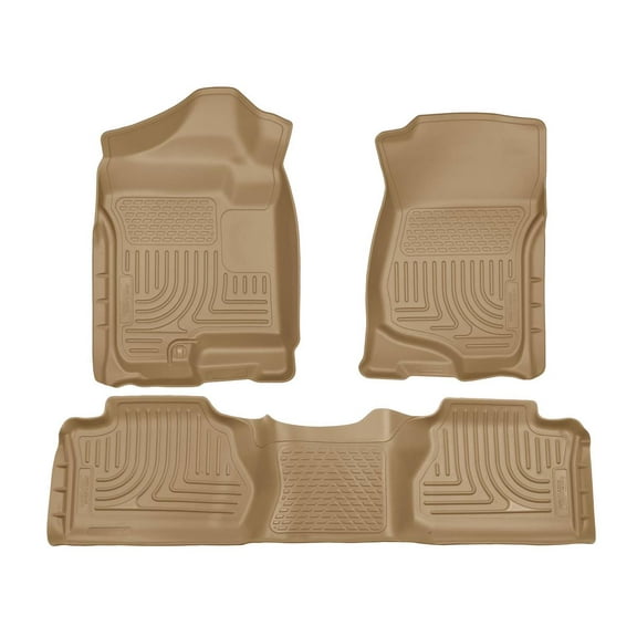Husky Liners 98213 Weatherbeater Floor Mats Fit 2007-2013 Chevy Silverado/GMC Sierra 1500/2500/3500 Extended Cab - Front/2nd Seat - Tan
