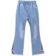 thumbnail image 3 of LNICEAR Niños Niñas Jeans Casual Color Sólido Volantes Bell-Bottoms Pantalones De Mezclilla Mediados De Cintura Acampanados Pantalones, 3 of 5