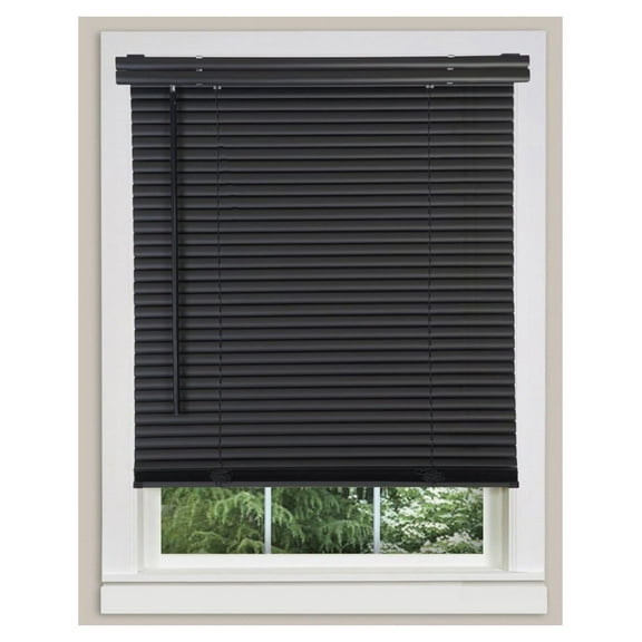 Cordless 1" Light Filtering Mini Blind, 26" Wide x 64" Long, Black