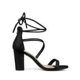 thumbnail image 3 of BLISSFUL STEP Women's Sandals Block Heels Open Toe Strappy Lace up Sandals, 3 of 6