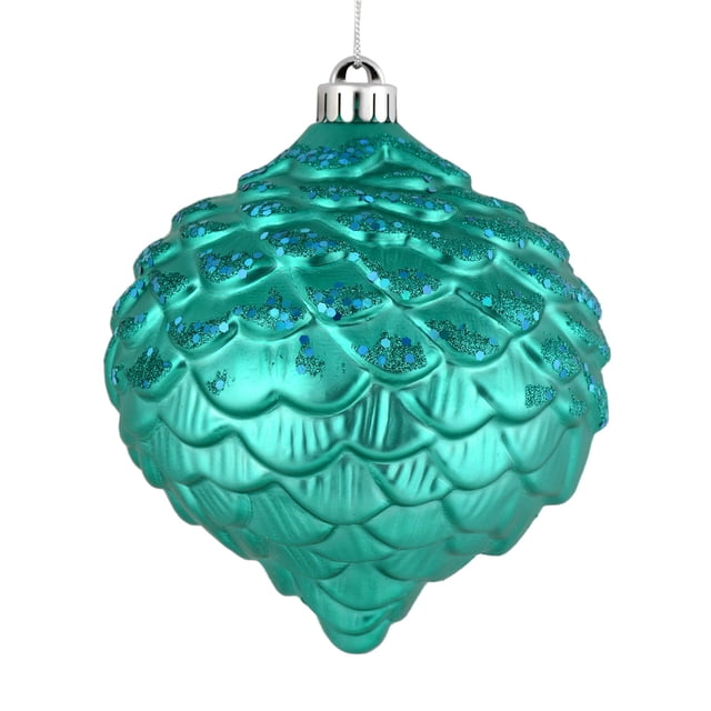 Adorno Vickerman Piña de Pino Brillante Verde Azulado 15 cm Paquete de 6