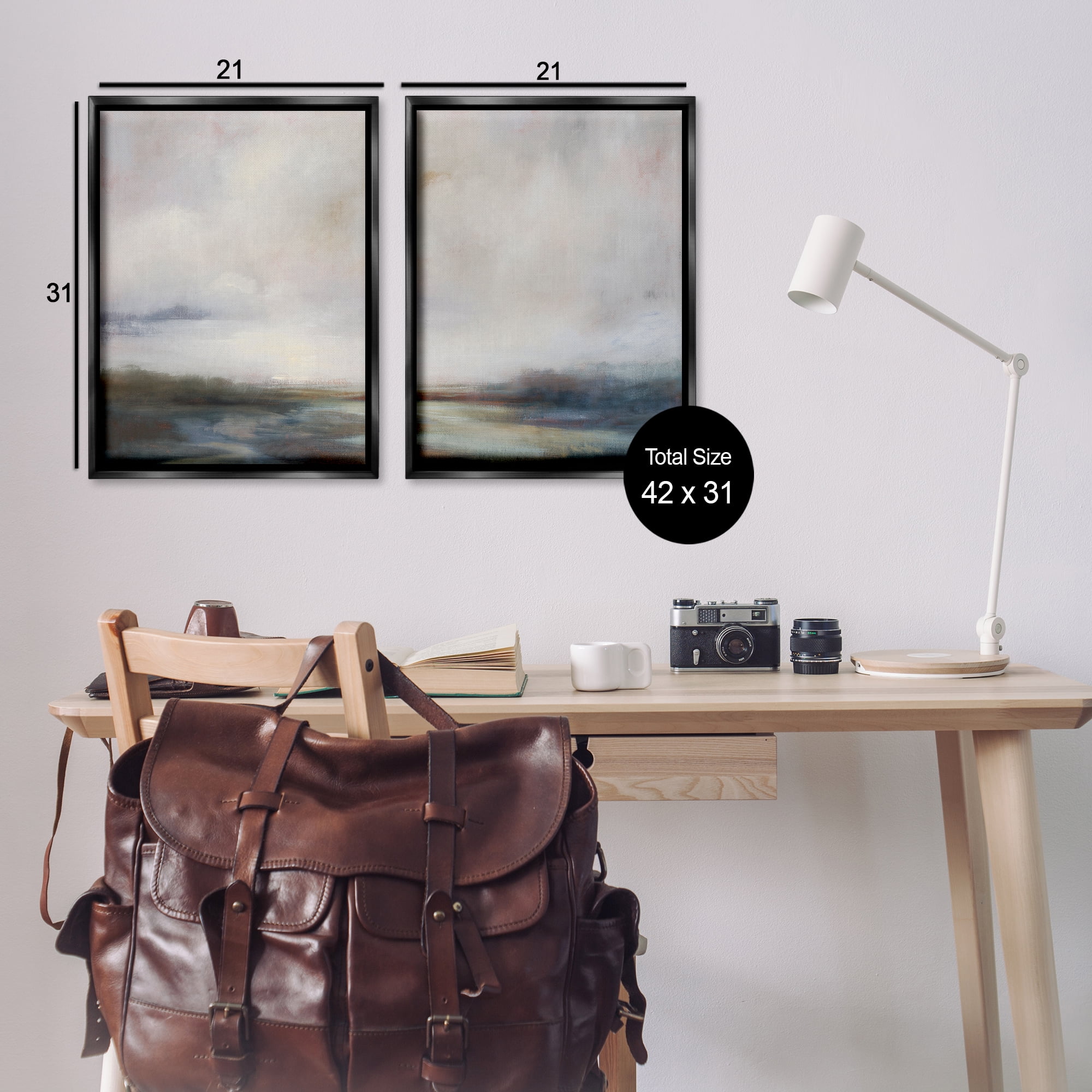 Stupell Industries Moody Clouds Landscape Landscape & Nature Painting Black Floater Framed Canvas Art Print Wall Art, 21 x 31, Set of 2