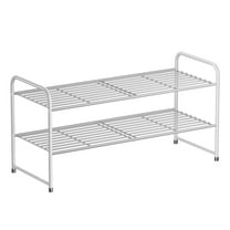 SUFAUY 2 Tier  Stackable 33" Wide Metal Shoes Rack, Silver