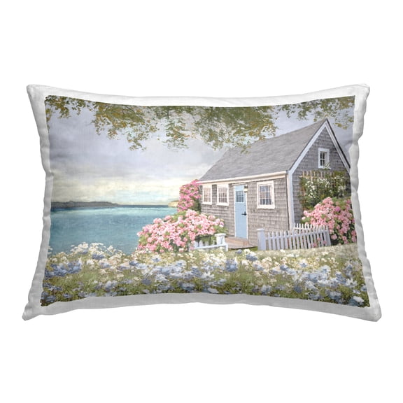 Stupell Industries Cottage with Rose Garden Decorative Printed Throw Pillow Design by Amber Sterling.