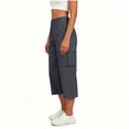 thumbnail image 6 of Fnooota Women's Cargo Capri Pants, Elastic Waist Fall Stretchy Casual Side Split Cropped Work Trousers Dark Gray Size L, 6 of 7