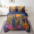 thumbnail image 2 of Western Wild West 7 Piece Comforter Set King Bed in a Bag,Tropical Cactus Succulent Plants Bedding Sets Hawaiin Desert Jungle Botanical Green Purple Sheet Set with Comforter, 2 of 5