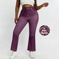 thumbnail image 2 of Stamzod Women's High Waisted Jeggings Pants Stretchy Tummy Control Bootcut Skinny Jean Leggings with Pockets Wine L, 2 of 8