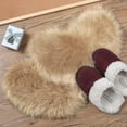thumbnail image 3 of 2 Pieces Fluffy Heart Shaped Rug Faux Area Rug Bushy Room Carpet for Home Living Room Sofa Floor Bedroom, 12 x 16 Inch (Khaki), 3 of 14