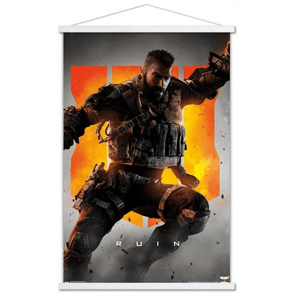 Call of Duty: Black Ops 4 - Ruin Key Art Wall Poster with Wooden Magnetic Frame, 22.375" x 34"