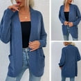 thumbnail image 6 of Cardigans on Women Casual Soild Long Sleeve Pocket Plush Long Knit Cardigan Sweater, 6 of 9
