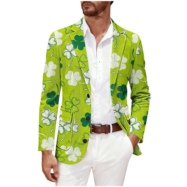 YABCSAZ Chemises de la Saint-Patrick pour Femmes, Mode Hommes Impression Bouton Veste Décontractée à Manches Longues Manteau Blouse Manteau d'Extérieur Col Rabattu Vestes, Vert, TTG
