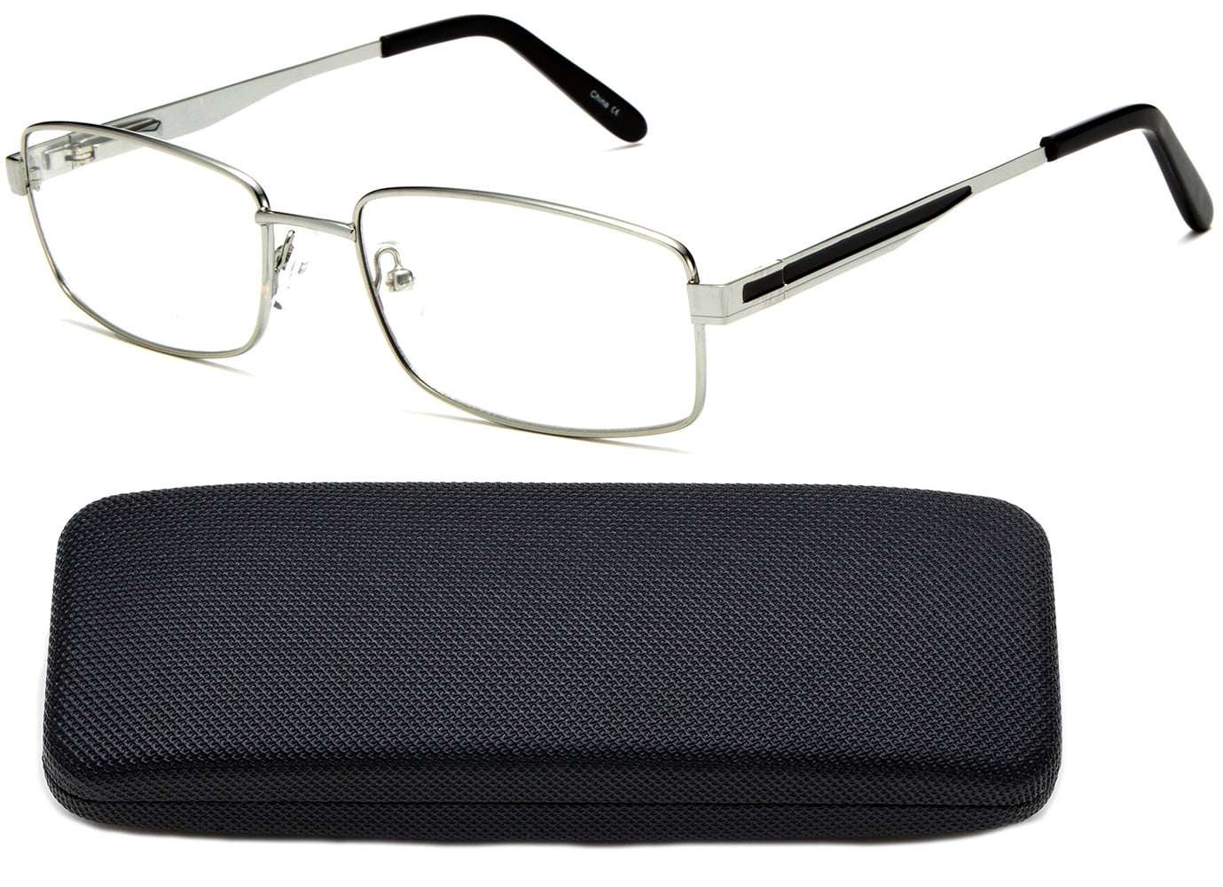 3 Pairs Rectangular Reading Glasses Metal Full Frame Spring Temple Optical Hinge Comfortable Fit for Men & Women Classic Stylish Frame Reading Glasses in Case with Hard Case