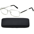 thumbnail image 2 of 3 Pairs Rectangular Reading Glasses Metal Full Frame Spring Temple Optical Hinge Comfortable Fit for Men & Women Classic Stylish Frame Reading Glasses in Case with Hard Case, 2 of 5