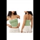 thumbnail image 3 of Camiseta Corta de Tirantes Finos con Cuello Cuadrado y Ribete de Encaje de Cuadros Y2K para Mujer. Camiseta de Tirantes Finos con Lazo en la Parte Delantera. Verde XL, 3 of 7