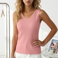 thumbnail image 6 of AKOEE Women's Tank Tops Plus Size Ribbed Knit V Neck Basic Tee Undershirt Soft Sleeveless Base Layer (2XL, Pink), 6 of 8