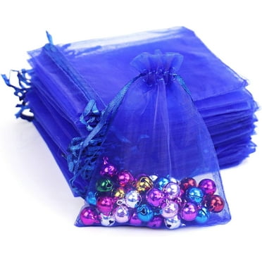 Organza Bags-Casewin 100pcs 4 x 6 Inch Gift Bags Organza Drawstring Pouch Jewelry Party Wedding Favor Party Festival Gift Bags Candy Bags, (Blue)