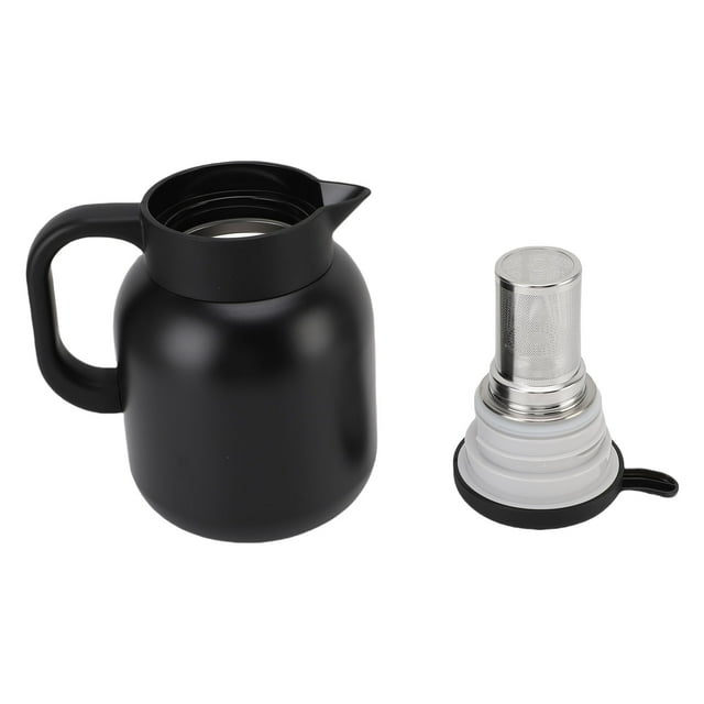 Pot de Rétention Chaud Froid, Matériau en Acier Inoxydable de Qualité Alimentaire, Infuseur à Maille Fine, Théière Isolée sous Vide avec Affichage Numérique de la Température pour Bureau 1500 ml Noir
