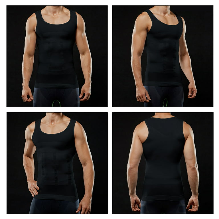 Aptoco Compression Vest for Men Invisible Tighten Body Slimming Vest  Compression Shaper Tank Top for Sexy Figure White L, Christmas Gifts